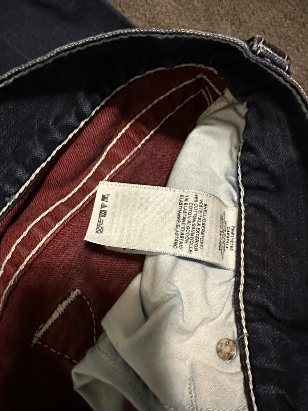 True Religion Dark Blue Sz 33 Skinny Jeans